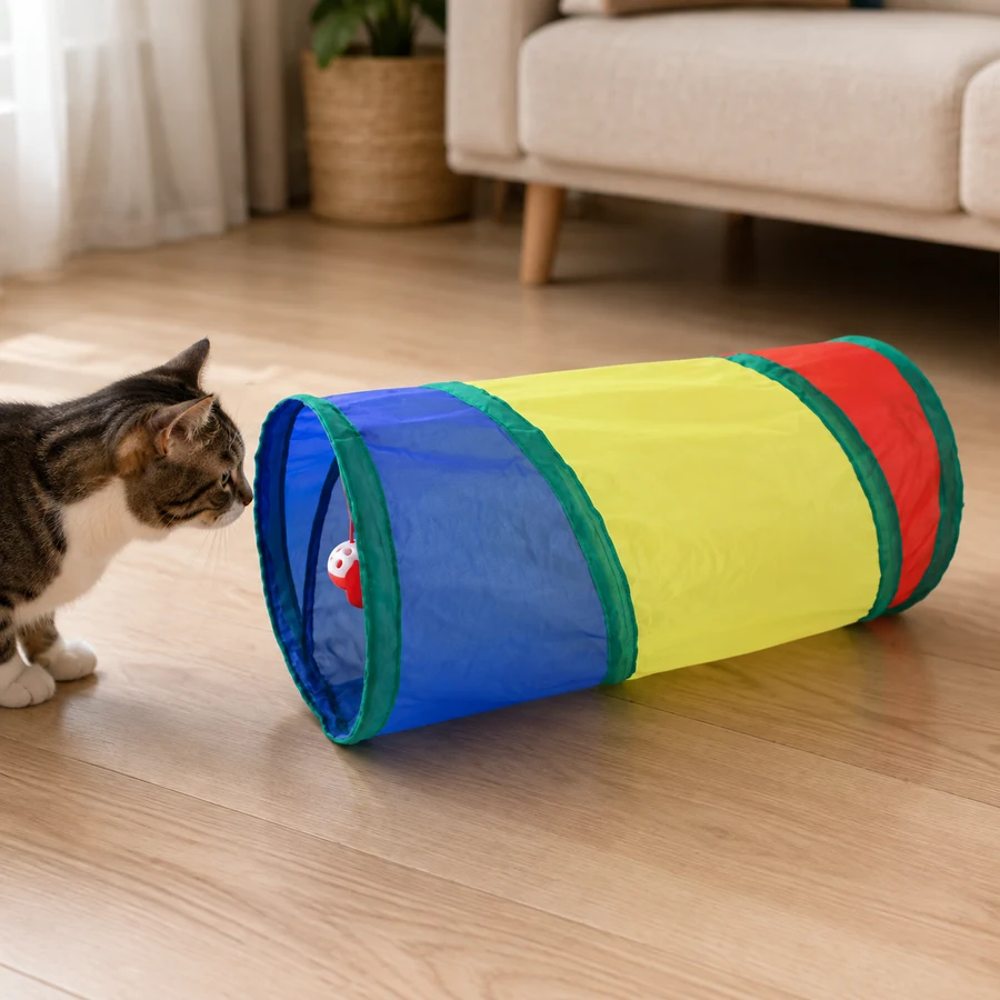 Rainbow Z PETEE Rainbow Hide & Play Cat Tunnel in a PETEE real-use scene